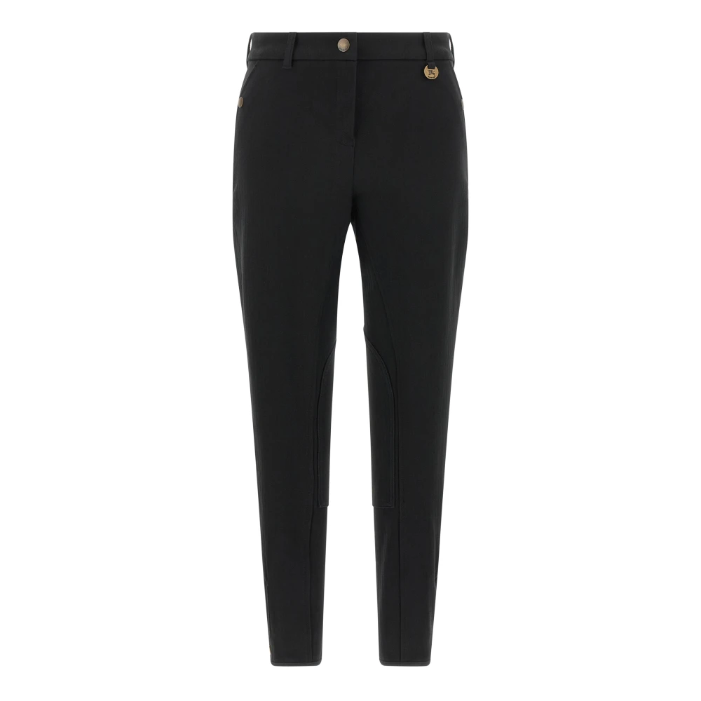 Burberry Women's Black Slim-Fit Trousers, 2XS, Anne Stretch Cotton Trousers