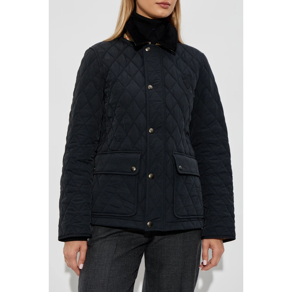 Burberry Gewatteerde jas met corduroy kraag Black Dames