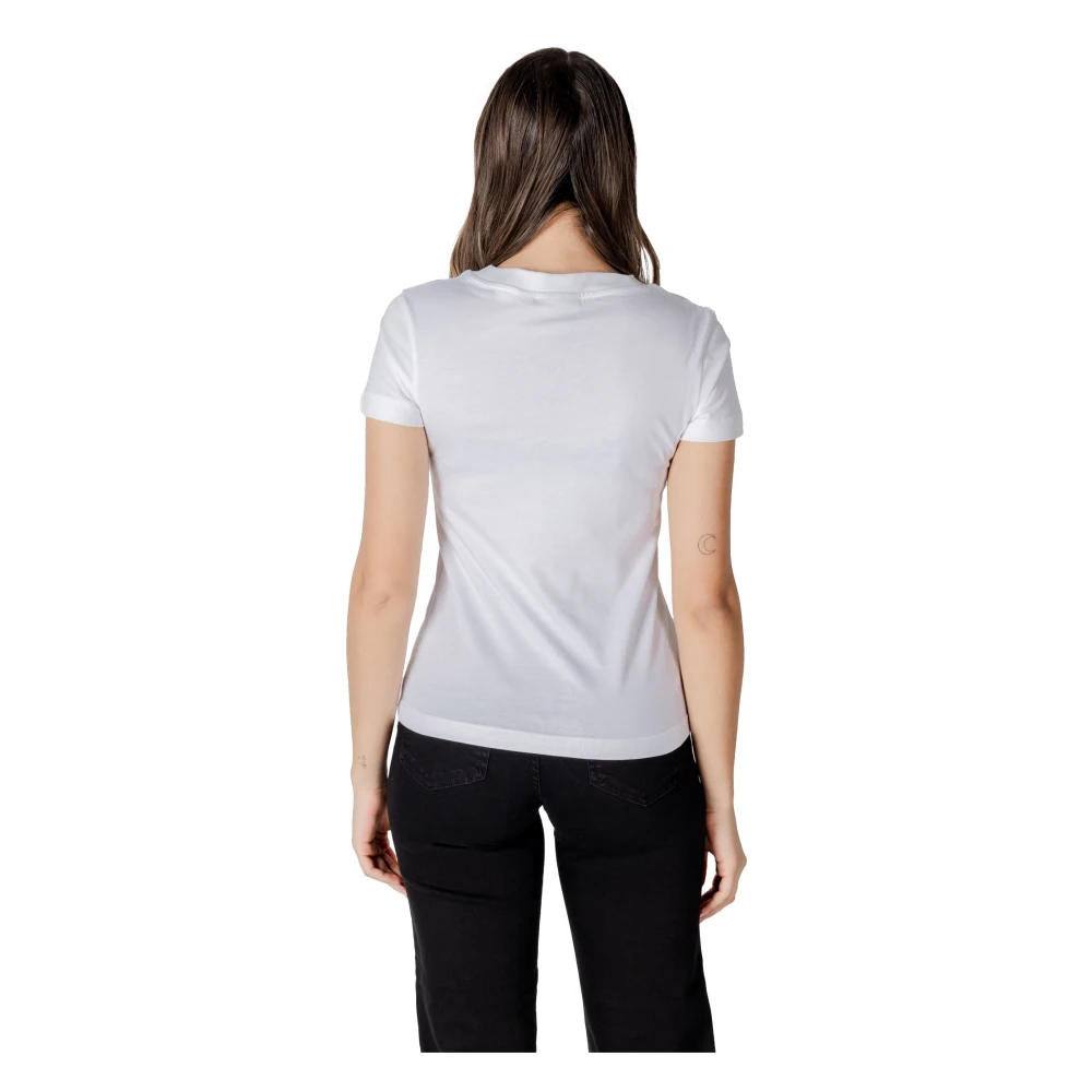 Calvin Klein Jeans Witte Katoenen T-shirt met Ronde Hals White Dames