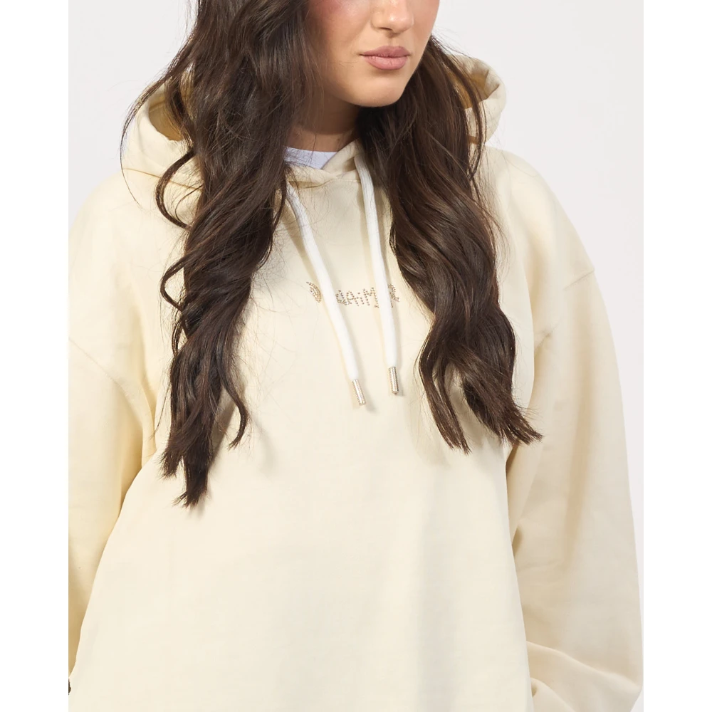 Disclaimer Hoodie met Strass Logo Beige Dames