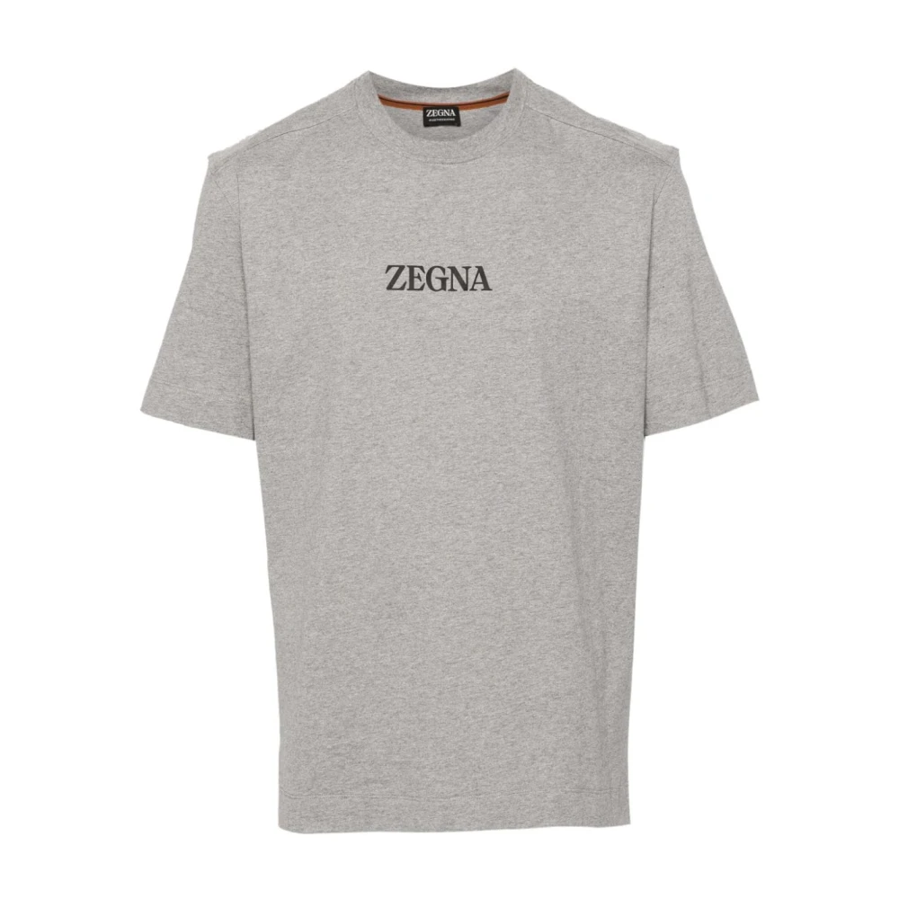 Ermenegildo Zegna Grijze T-shirts en Polos met Logo Print Gray Heren
