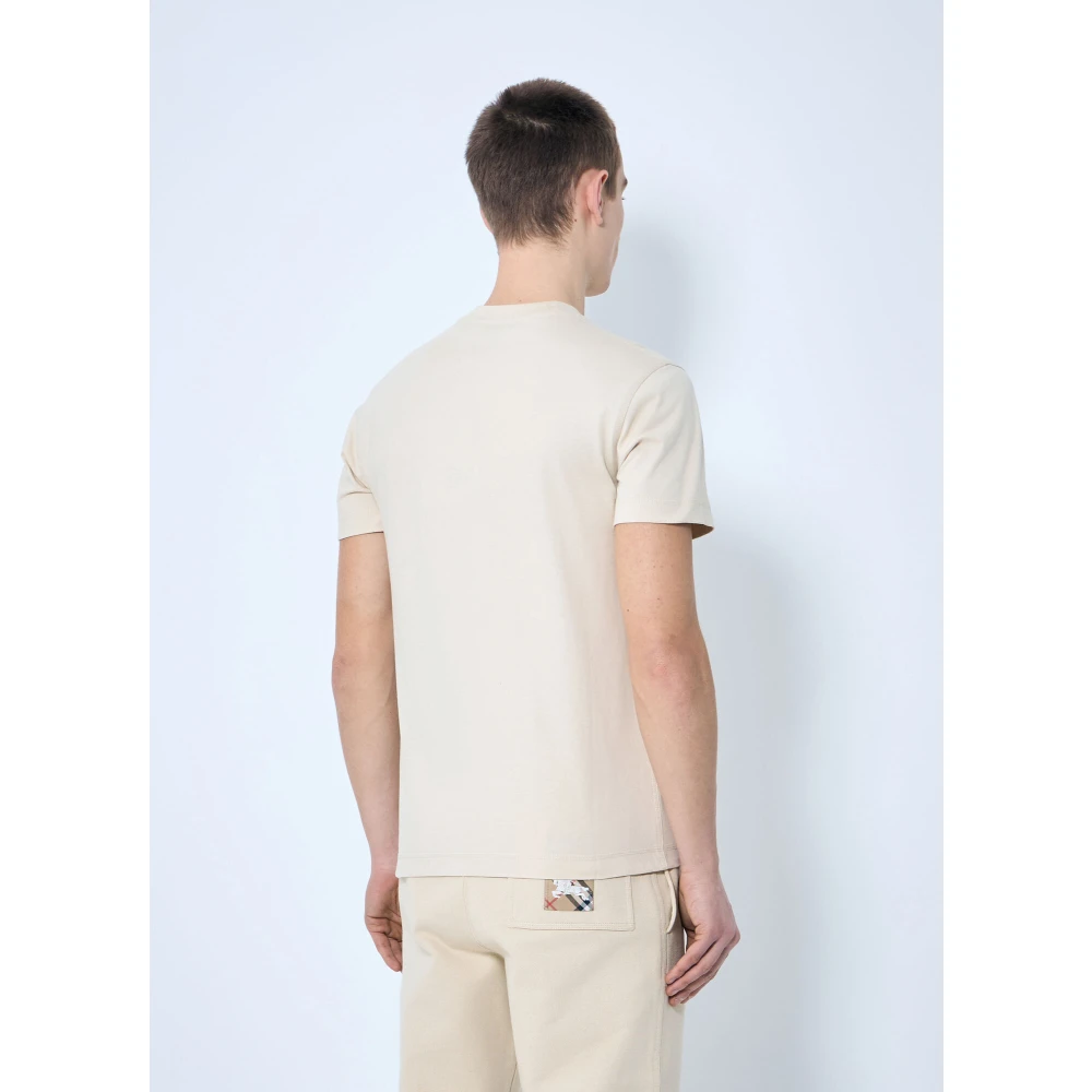 Burberry Logo Patch Crewneck T-Shirt Beige Heren
