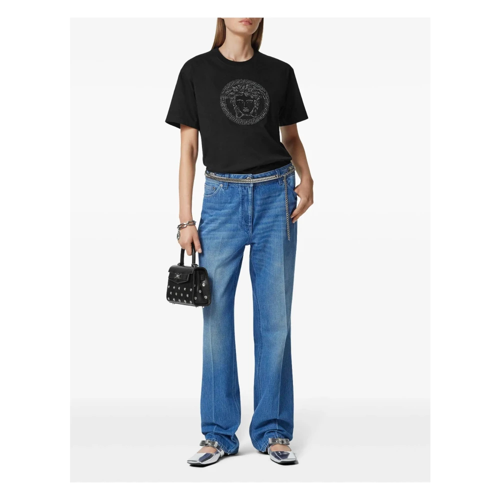 Versace Medusa Grafisch T-shirt Zwart Black Dames