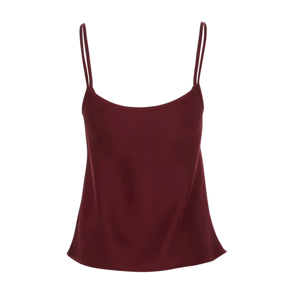 Plain Units Bordeaux Satin Spaghetti Strap Top Red Dames