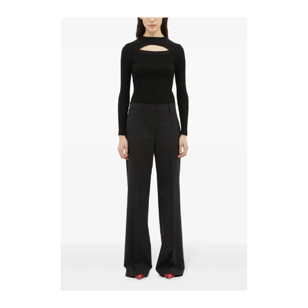 Msgm Zwarte Wolmix Pantalone Broek Black Dames
