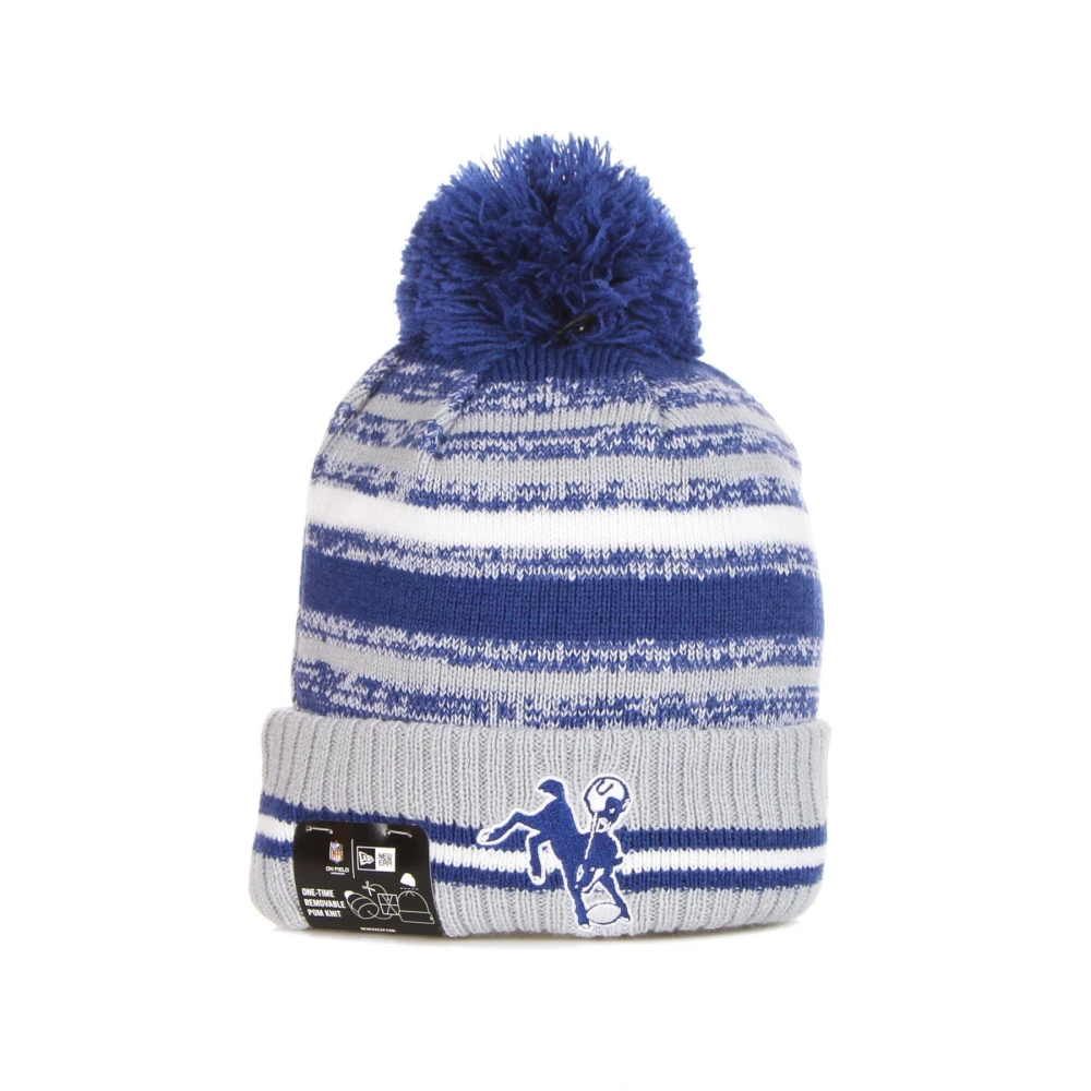New Era Men's Blue Nfl Sport Knit Beanie With Pom Pom