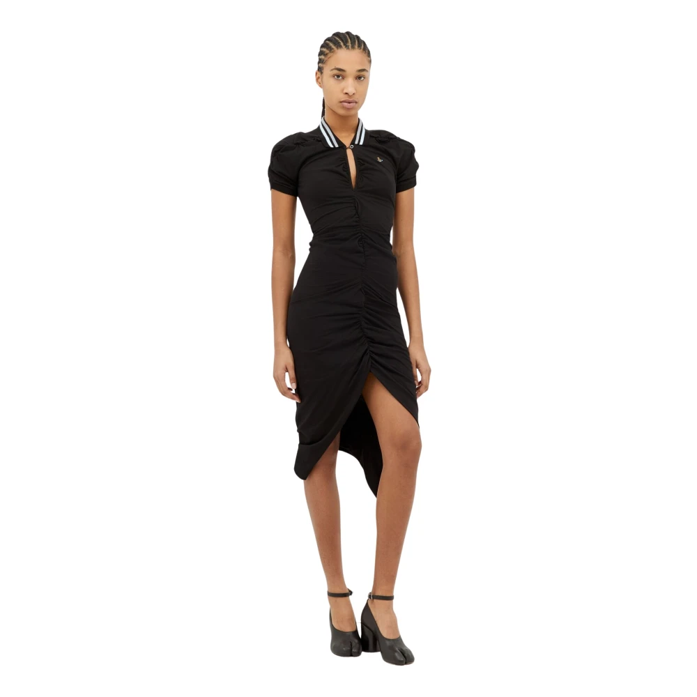 Vivienne Westwood Geborduurde Midi Jurk met Logo Black Dames