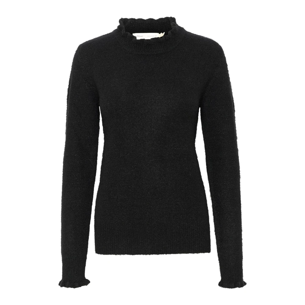 InWear Flounce Pullover Trui met Gekrulde Randen en Glittereffecten Black Dames
