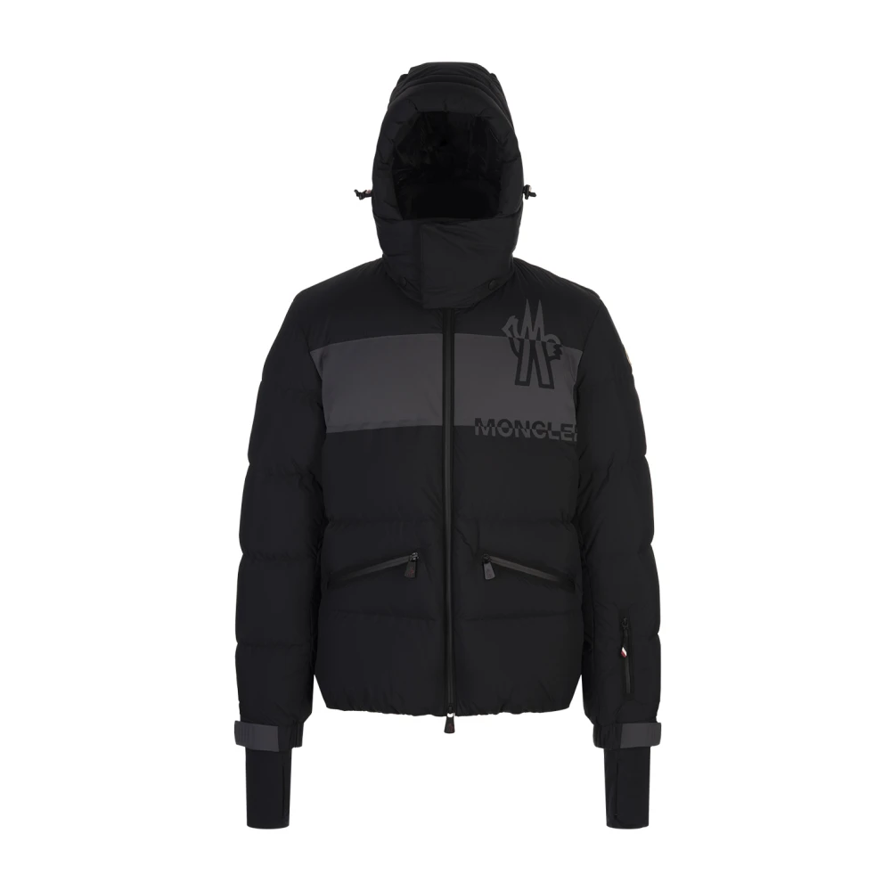 Moncler Zwarte Ski Jas met Bergdetails Black Heren