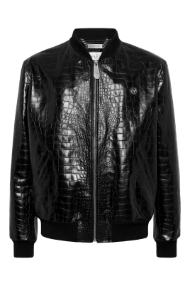 Leather Bomber Cocco Print
