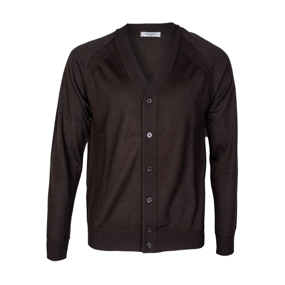 Paolo Pecora Heren wollen vest Raglan schouder Brown Heren