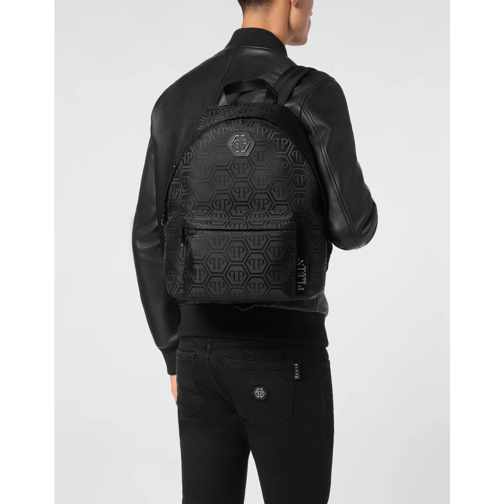 Philipp Plein Monogram Zwarte Tassen Rugzak Black Heren