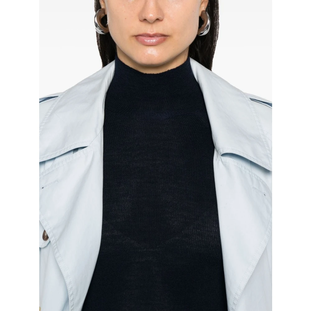 majestic filatures Navy Blue Merino Wool Turtleneck Sweater Blue Dames