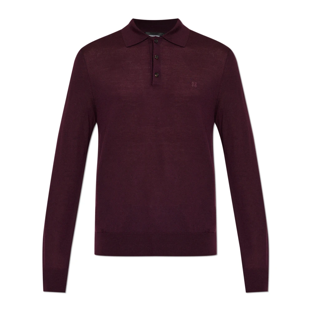 Dsquared2 Herr Röd Stickade Tröjor Xl, Ullpiké Med Broderad Logotyp