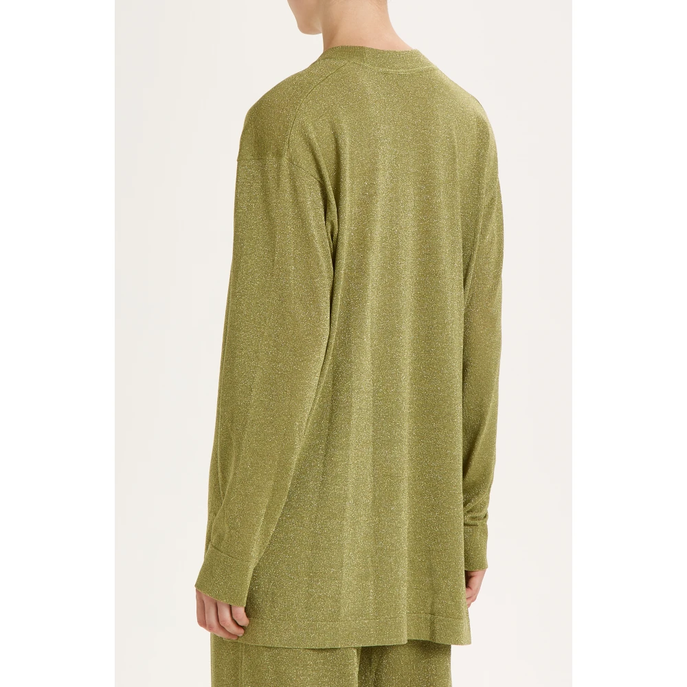Maliparmi Lurex Cardigan met Shiny Fluid Stijl Green Dames