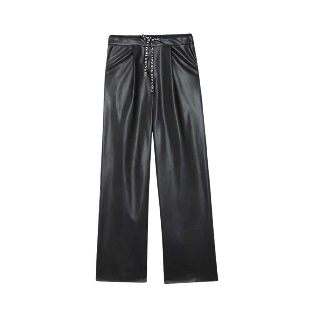 Ermanno Scervino Zwarte leren broek Mf099 Black Dames
