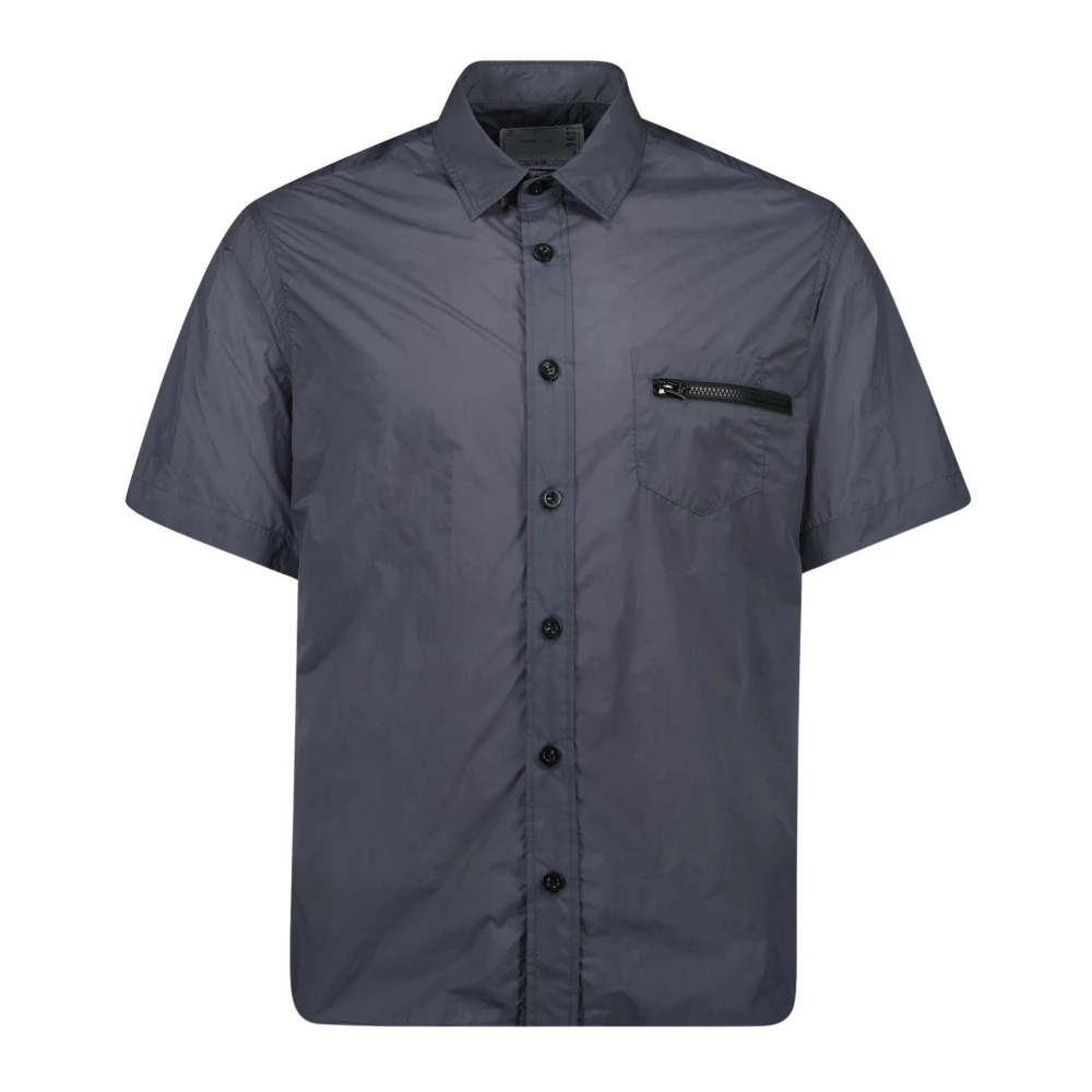 Sacai Homme Bleu Chemises, Taille: S Chemise En Nylon -Gris Printemps-Été 2025