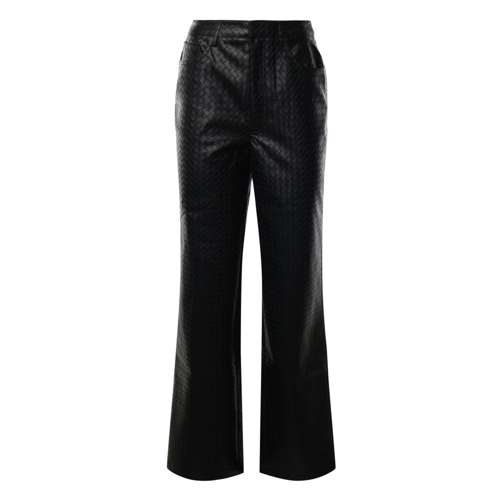 Rotate Birger Christensen Zwarte Straight-Cut Geweven Broek Black Dames