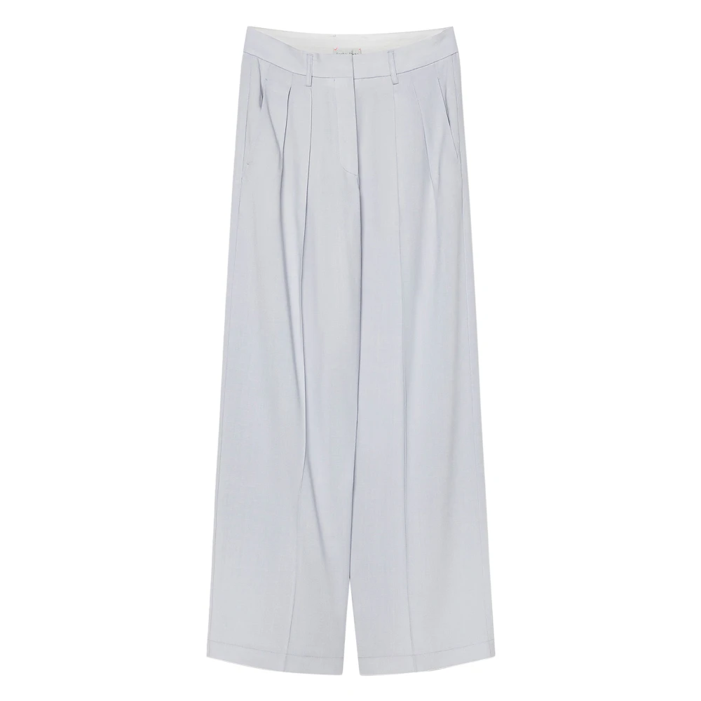 Forte Forte Women's Gray Wide Trousers, S, Low Waist Wool Trousers