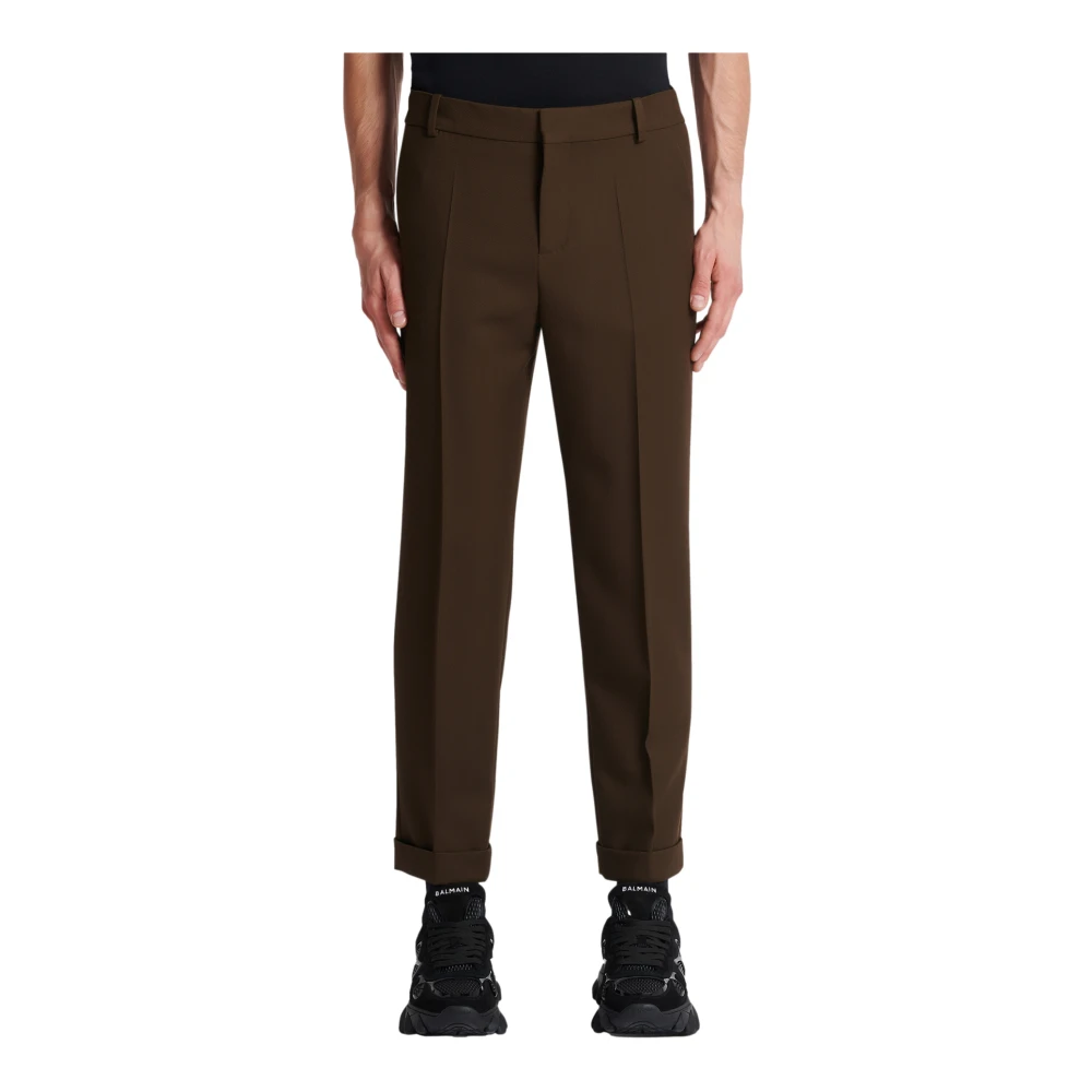 Balmain Rechte getailleerde twill broek Brown Heren