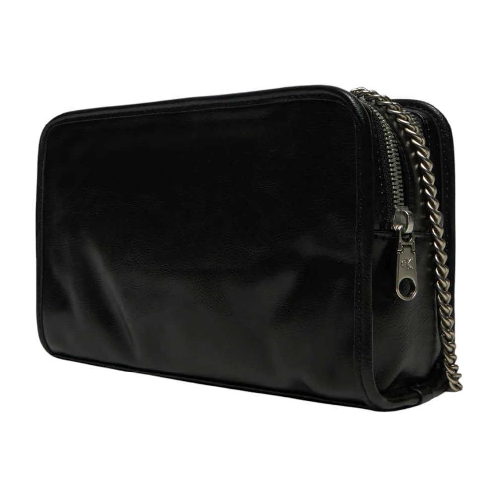 Calvin Klein Zwarte Rits Schoudertas Lente Zomer Black Dames