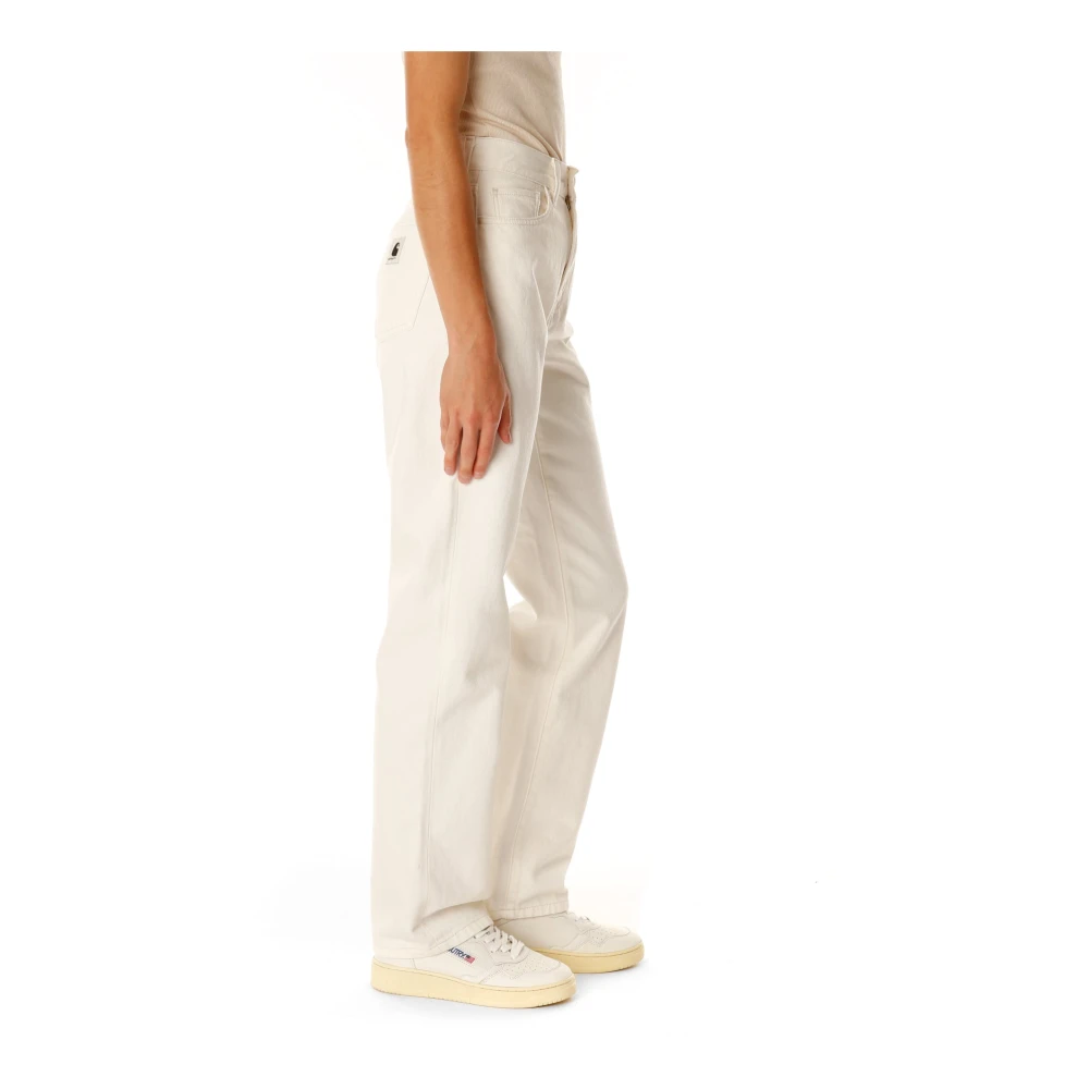Carhartt WIP Hoge Taille Straight Fit Denim Broek Beige Dames