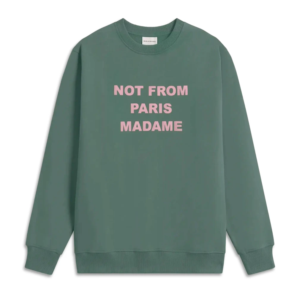 Drole de Monsieur Front Print Crewneck Sweatshirt Green Heren