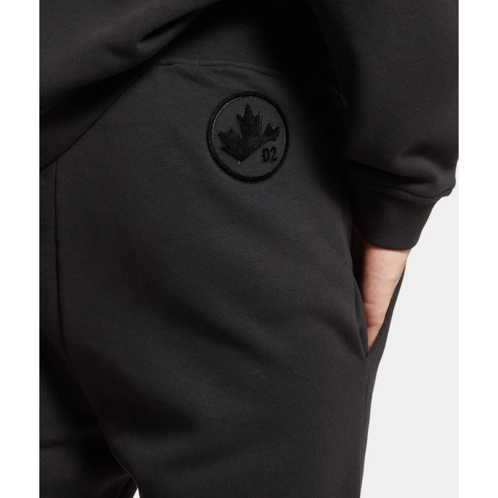 Dsquared2 Ibra Sweatpants Maple Leaf Logo Black Heren