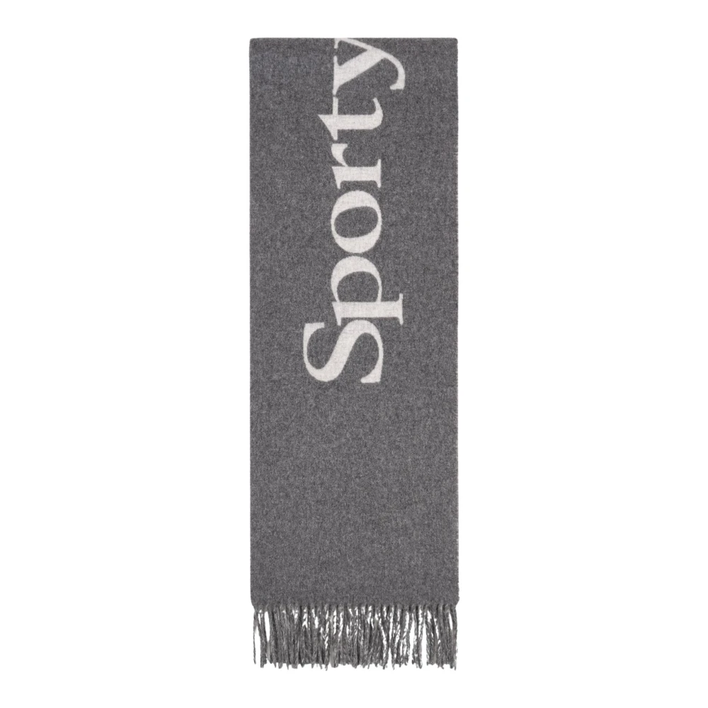 Sporty & Rich Unisex Grigio Sciarpa Oversize In Lana
