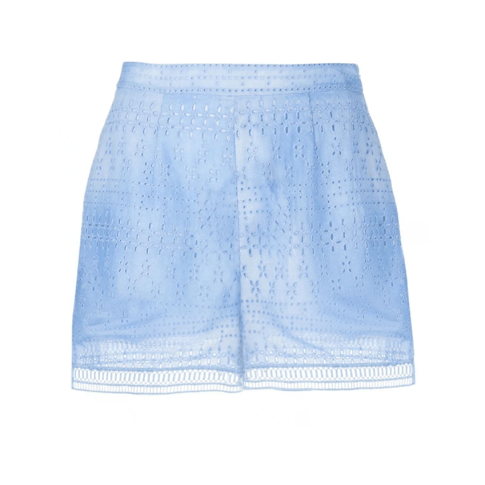 Ermanno Scervino Blå Bomull Broderie Anglaise Shorts Blue, Dam