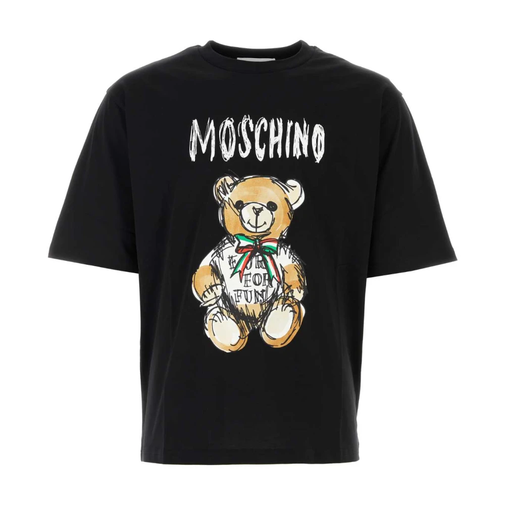Moschino Zwarte Oversized Katoenen T-shirt Black Heren
