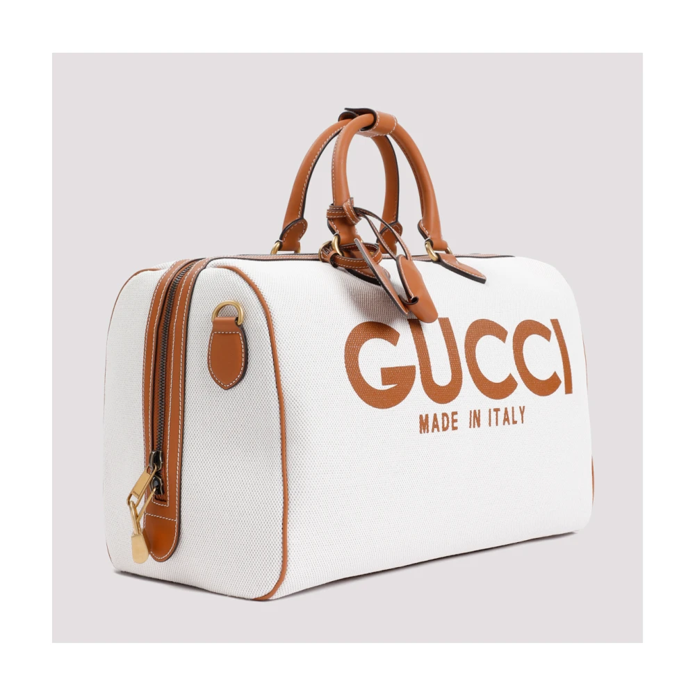 Gucci Canvas Logo Duffle Handtas Beige Multicolor Heren
