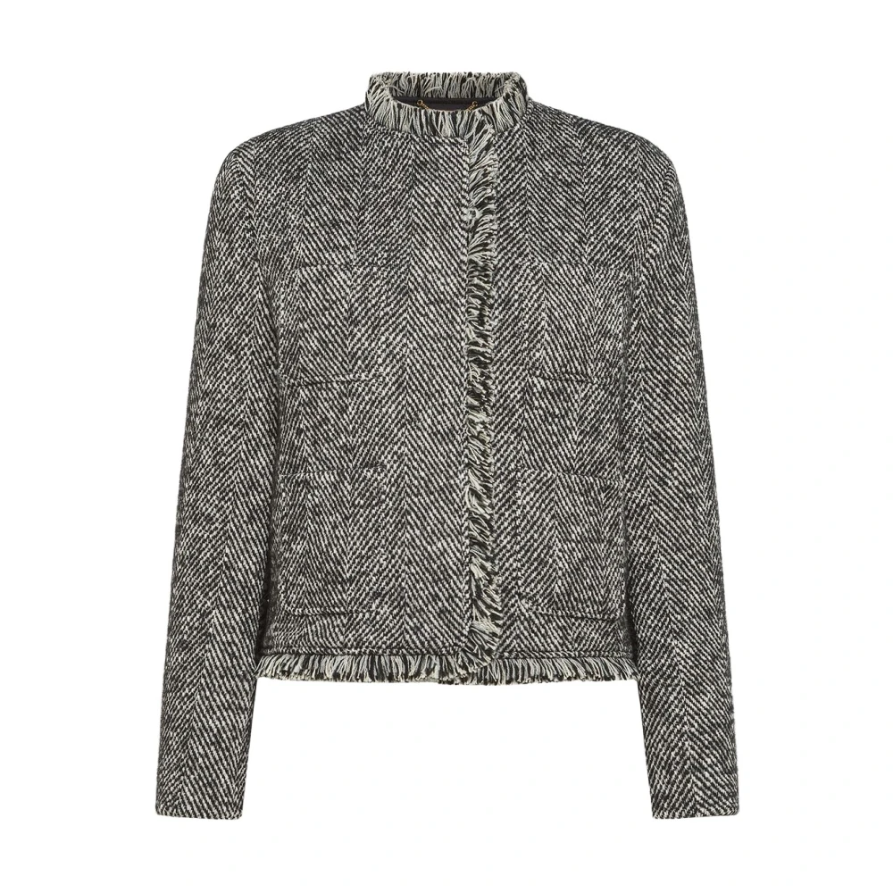 Seventy Korte gewatteerde wollen jas Black Dames