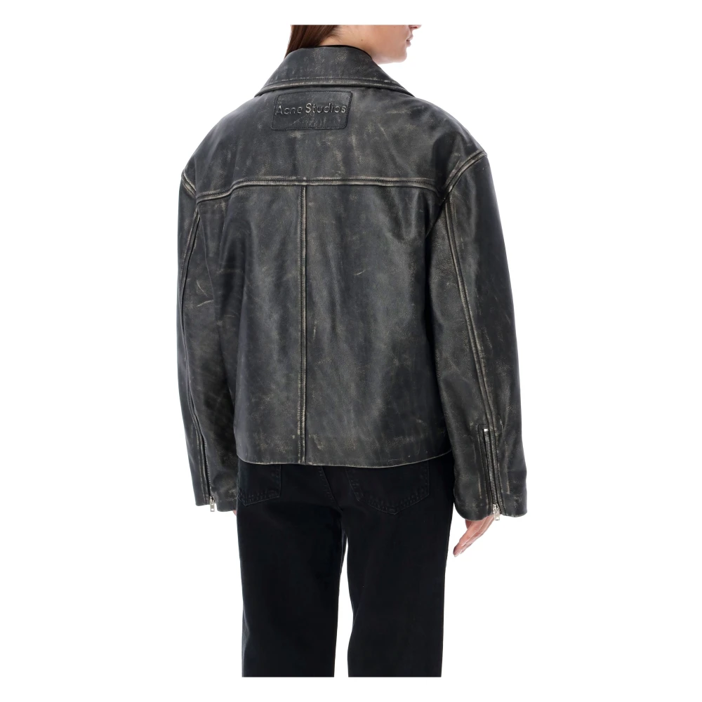 Acne Studios Zwarte Bikerjas Kleding Black Dames