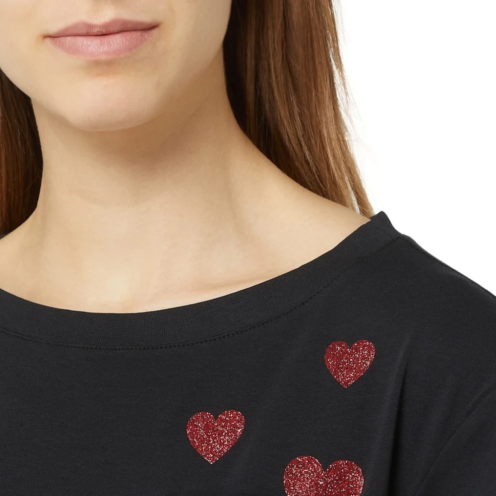 Moschino Logo Korte Mouw Katoenen T-shirt Black Dames