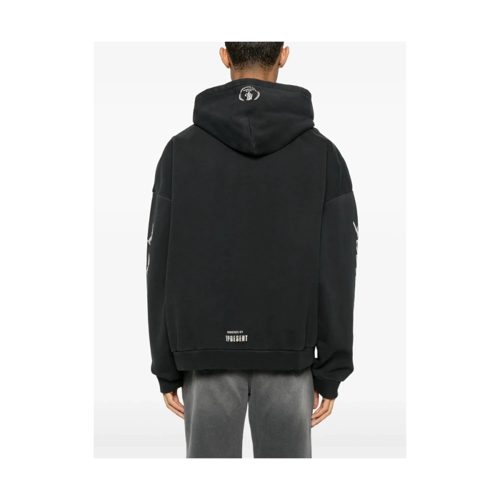 Represent Zwarte hoodie met drukknoopsluiting Black Heren