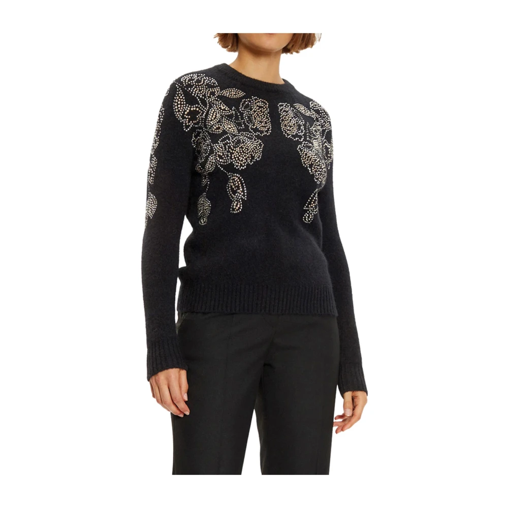 Guess Zwarte Bloemen Versierde Trui Black Dames