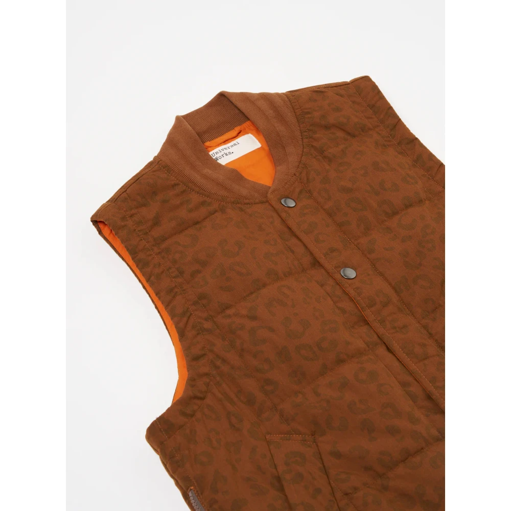 Universal Works Oranje Luipaard Carlton Gilet Brown Heren