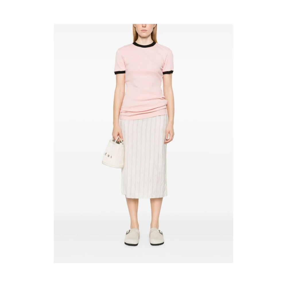 Marni Geribbelde Jersey Crew Neck T-shirt Pink Dames