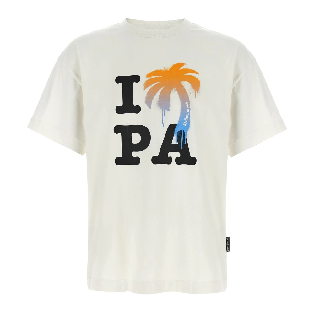 Palm Angels Men's White T-Shirts, S, I Love Pa T-Shirt