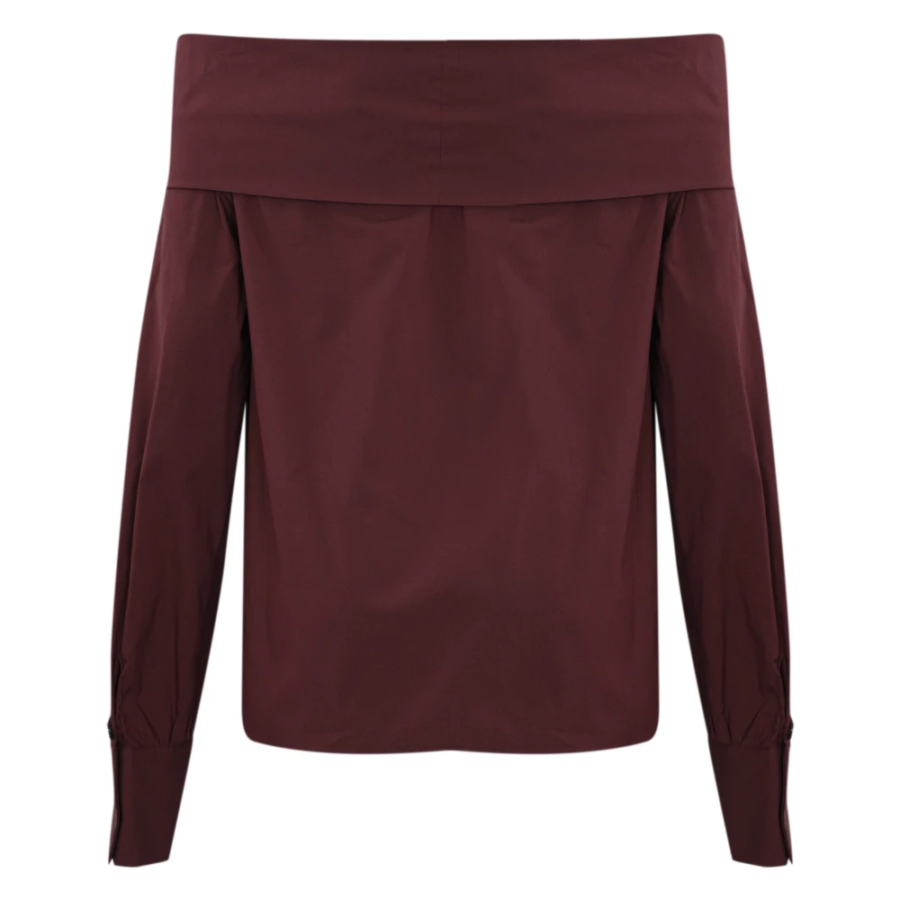 Liviana Conti Off-shoulder Katoenen Shirt Brown Dames