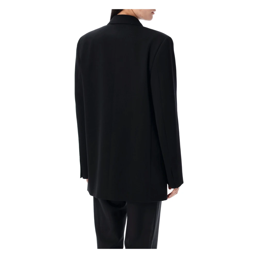 Jil Sander Zwarte Wollen Blazer Dubbel-Borstig Elegant Black Dames