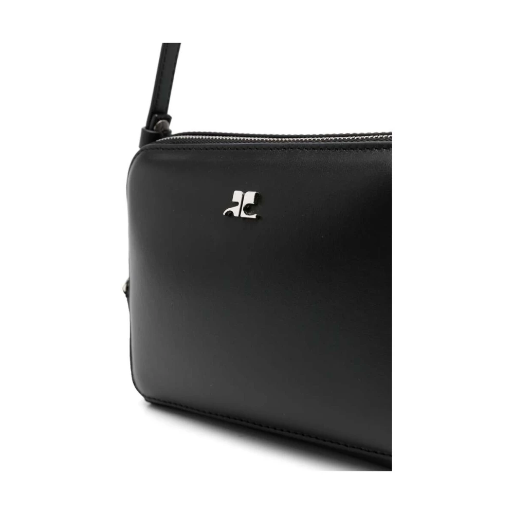 Courrèges Zwarte leren ketting-schoudertas Black Dames