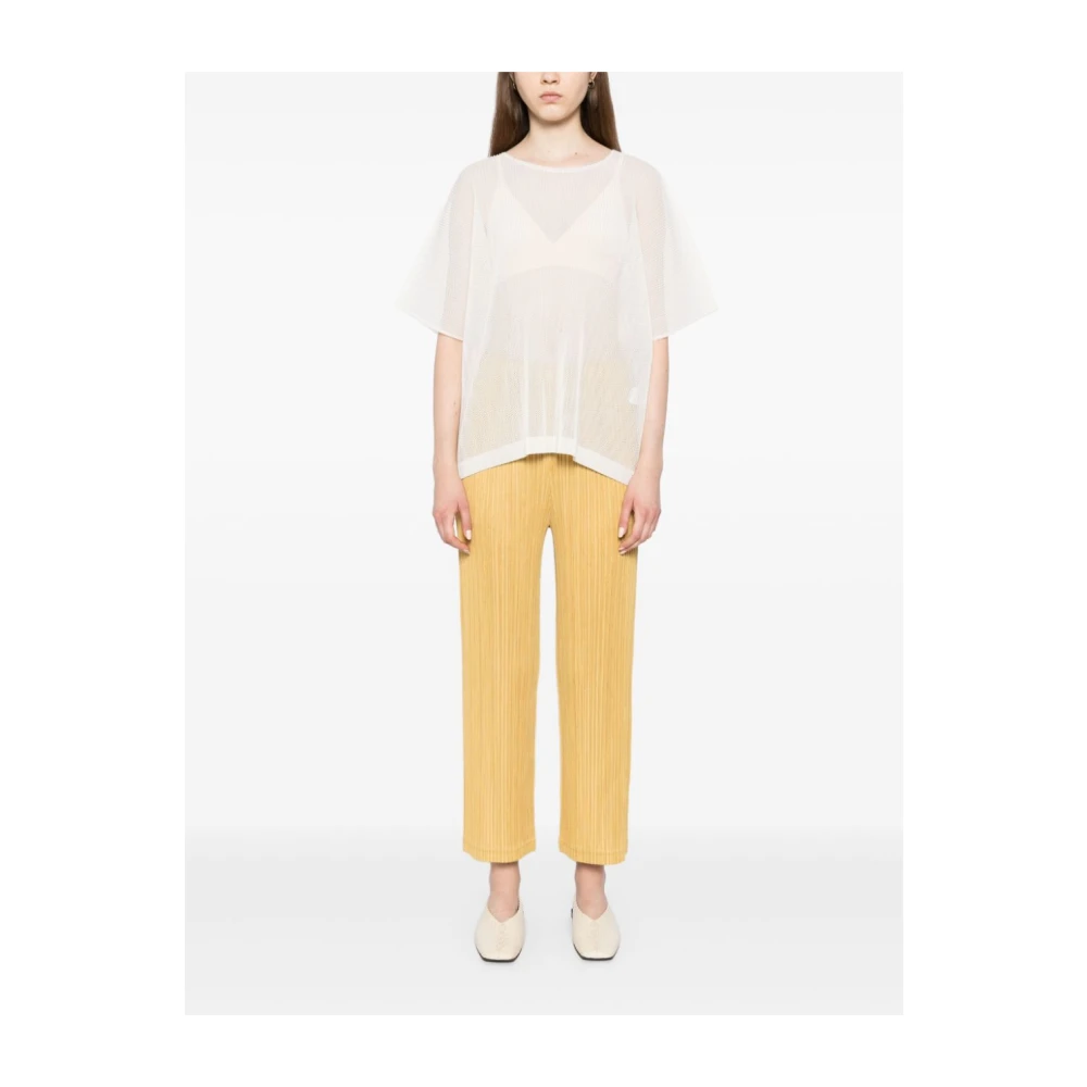 Issey Miyake Casual Katoenen Broeken voor Mannen Yellow Dames