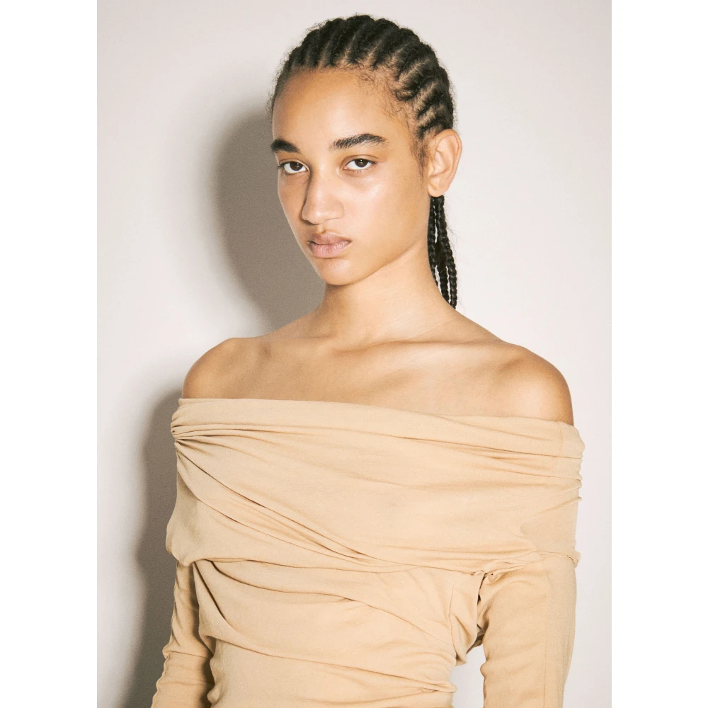 Entire Studios Off-Shoulder Gedrapeerde Top Beige Dames