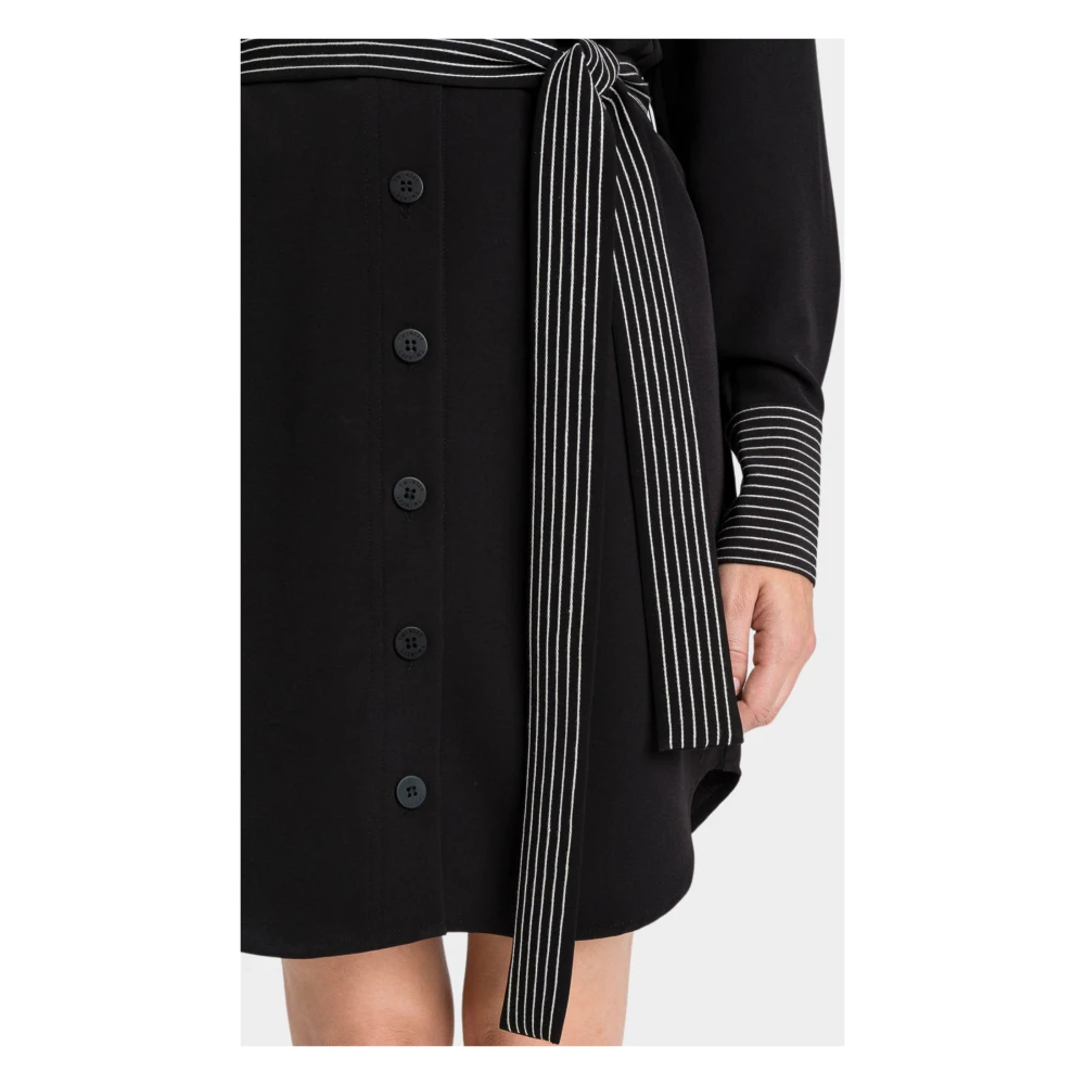 Twinset Zwarte Geborduurde Crepe Jurk Black Dames