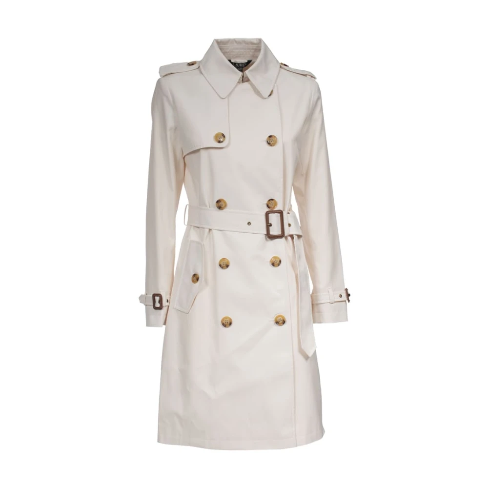 Ralph Lauren Double-Breasted Katoenmix Trenchcoat Beige Dames