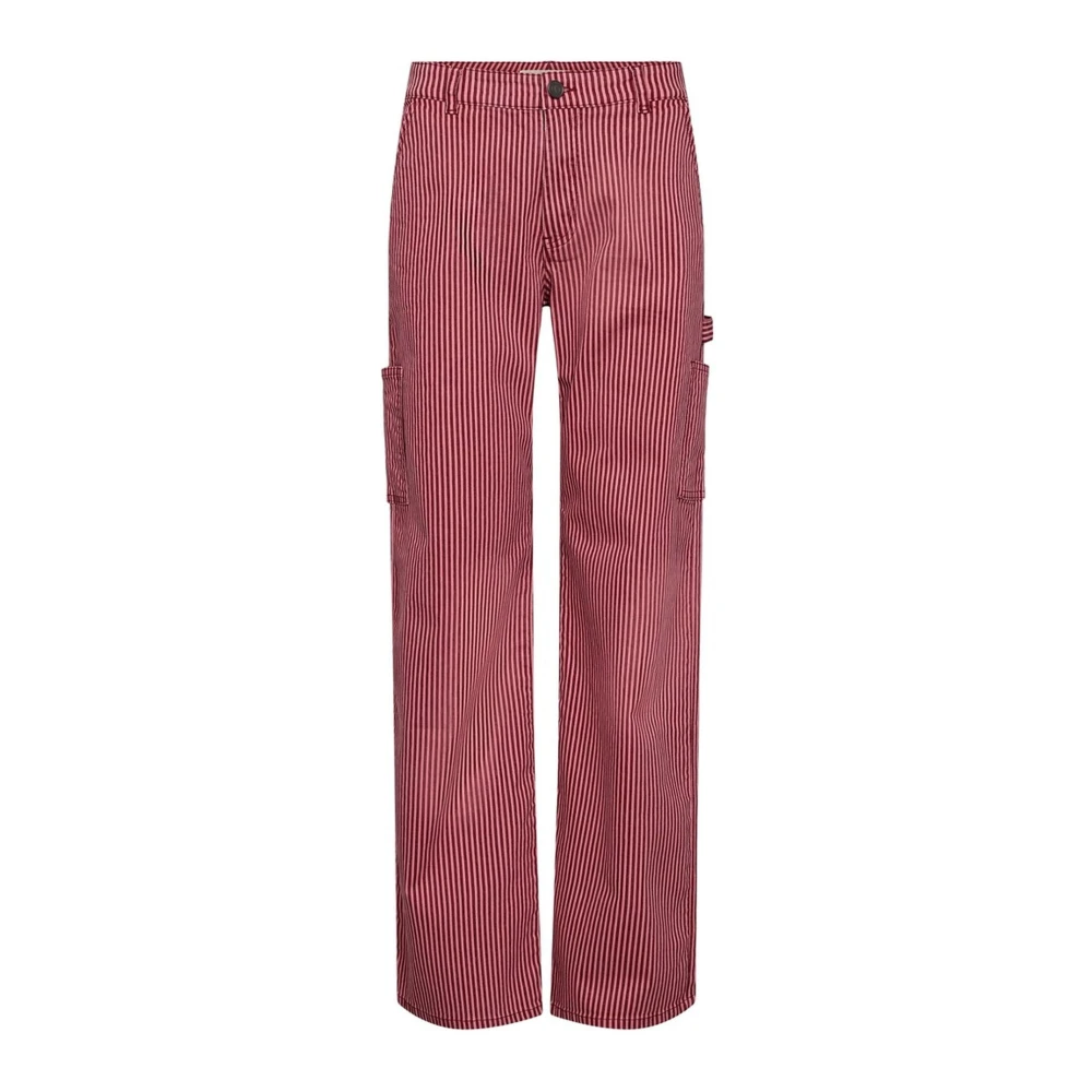 Sofie Schnoor Red Striped Trousers - Female - Straight Trousers - Xs - Trousers