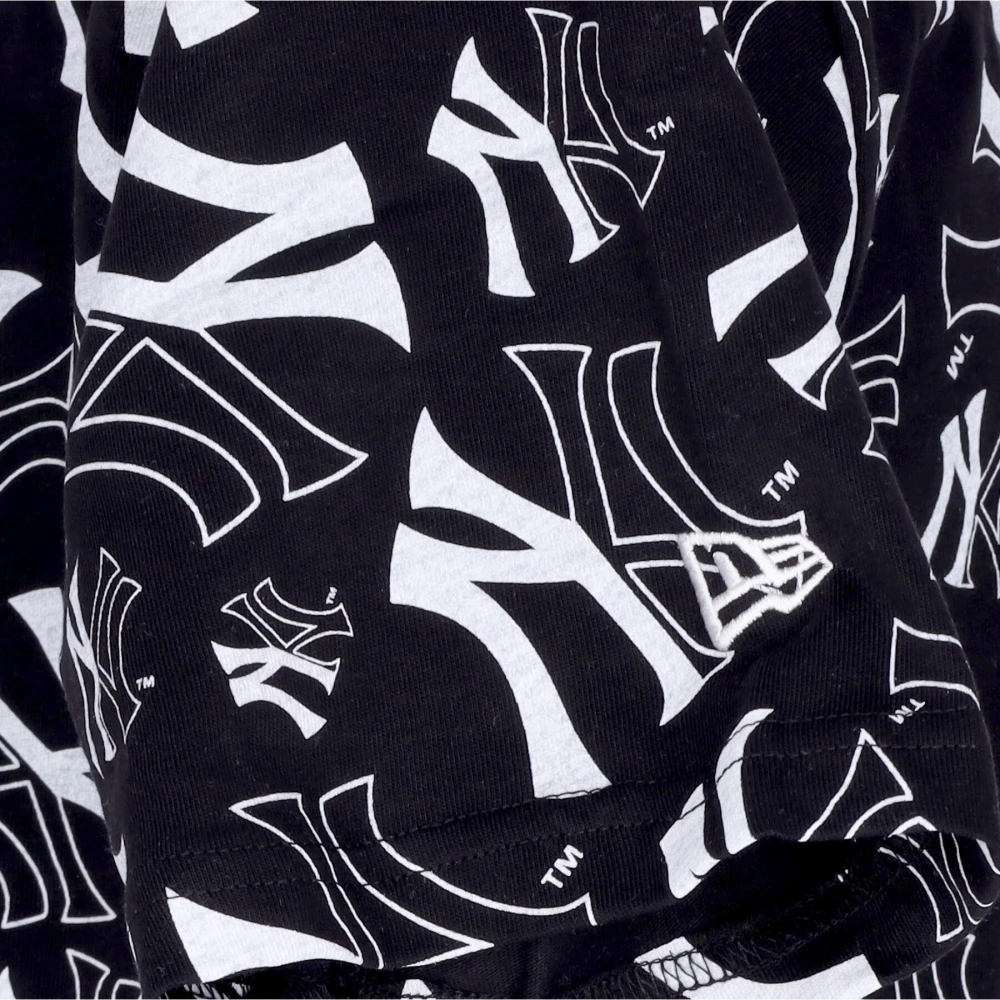 new era Yankees All Over Print Tee Zwart Wit Black Heren