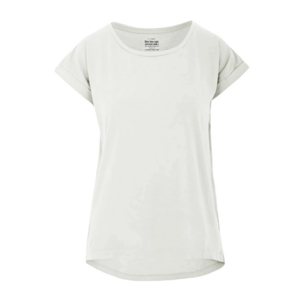 BomBoogie Wit Linnen Half Sleeve T-shirt White Dames
